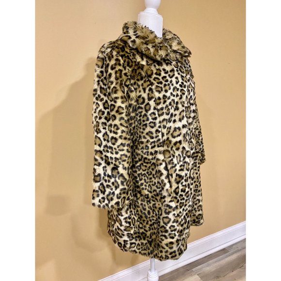 New Bagatelle Brown Leopard Faux Fur Coat Animal M Long - Picture 6 of 7